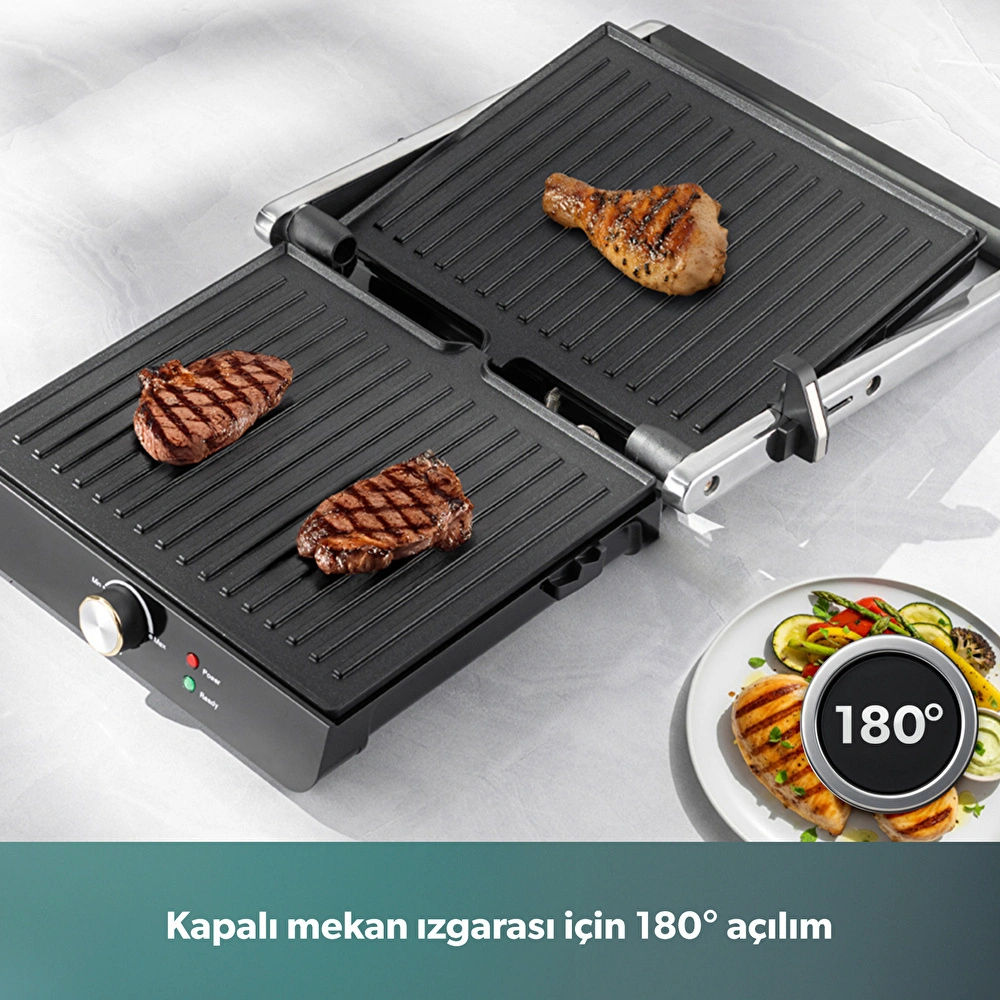 Homend Grilliant 1356H Inox Gövdeli Döküm Plakalı Tost ve Izgara Makinesi görseli 6