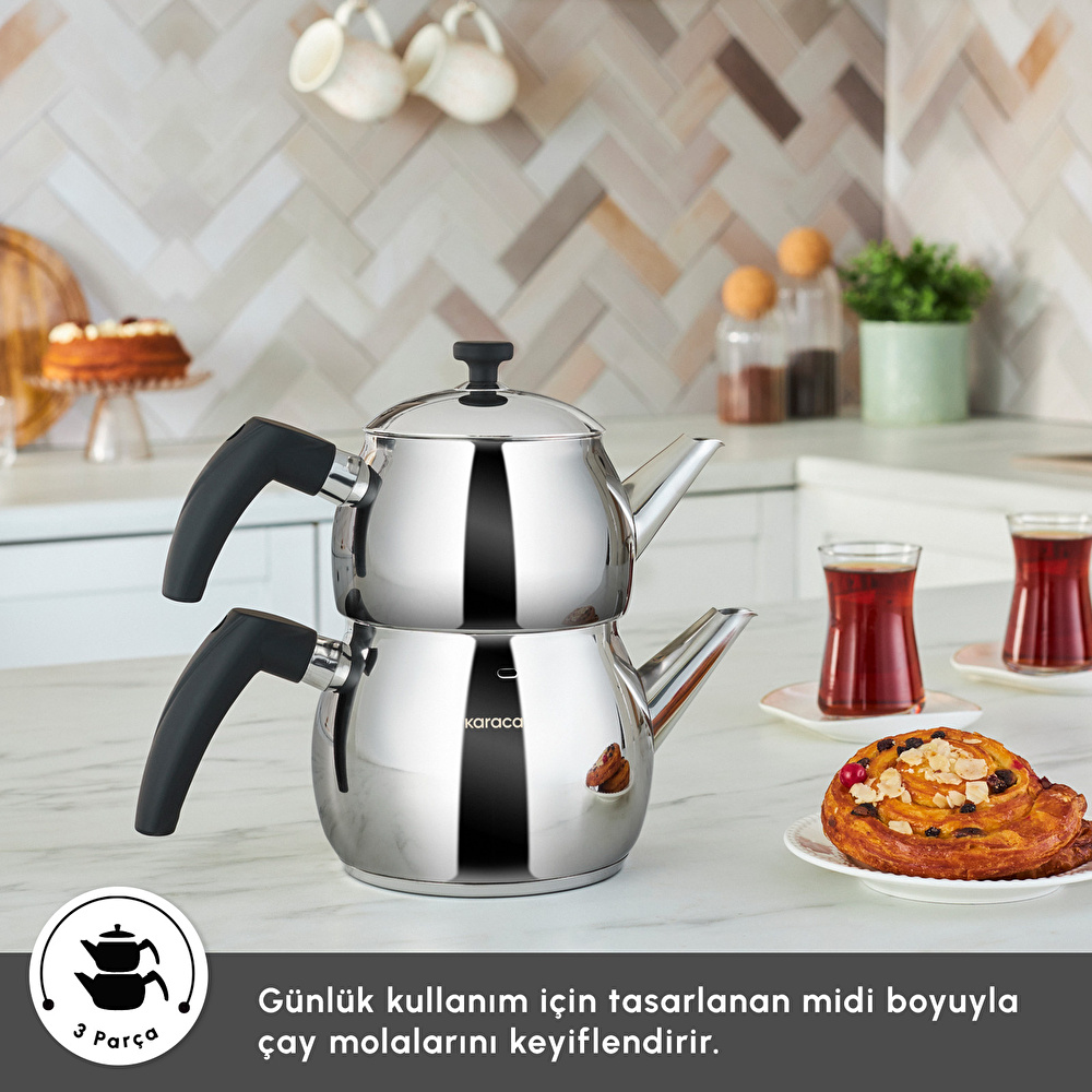 Karaca Alim İndüksiyon Tabanlı Midi Boy Çaydanlık görseli 6