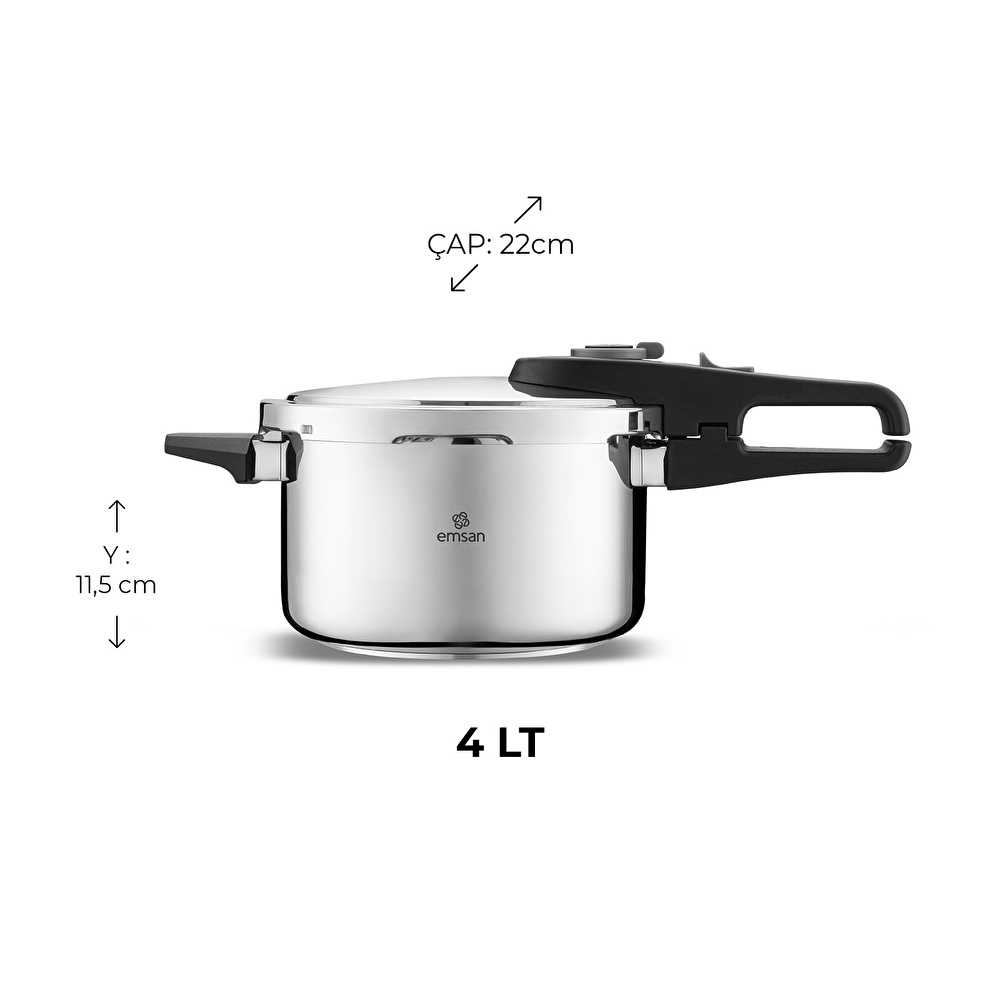 Emsan Fast Cooker Çift Emniyetli Düdüklü Tencere 4 +6 Lt görseli 6