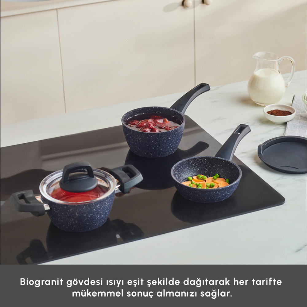 Karaca Biogranit Blue Stone Mini 5 Parça Tencere Seti görseli 4