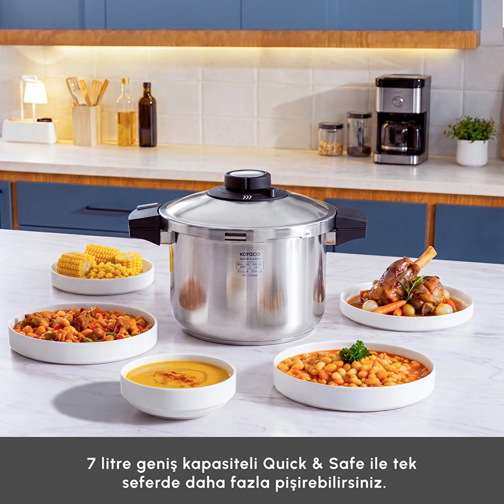 Karaca Quick And Safe İndüksiyon Tabanlı Düdüklü Tencere 7 Lt görseli 5