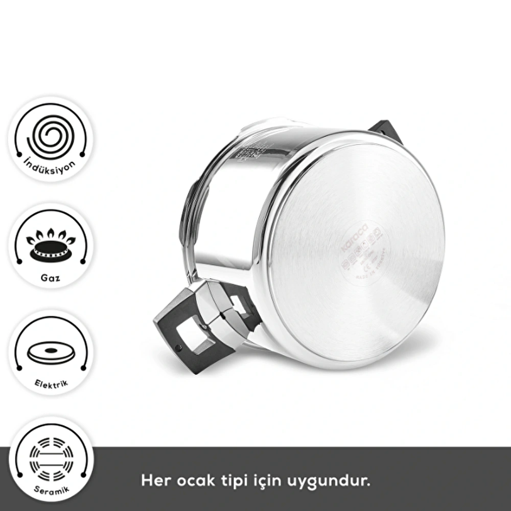 Karaca Quick and Safe İndüksiyon Tabanlı Düdüklü Tencere Seti 6+8 Lt görseli 8