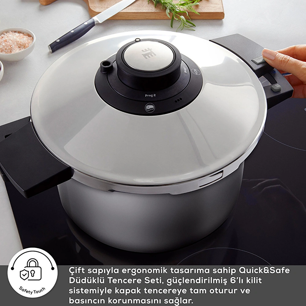 Karaca Quick and Safe İndüksiyon Tabanlı Düdüklü Tencere Seti 6+8 Lt görseli 5