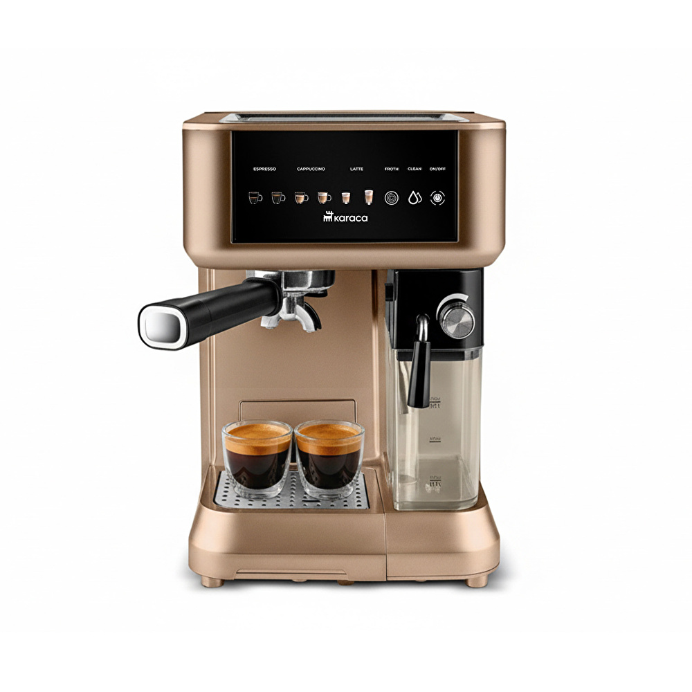 Karaca MyCaffe Barista S10 Entegre Süt Hazneli, Espresso, Latte ve Cappuccino Makinesi Walnut Brown görseli 1