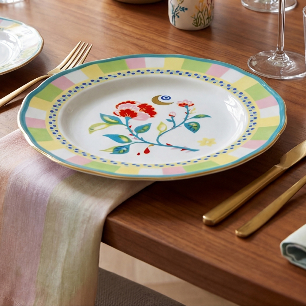 Baci Milano Mamma Mia Karanfil Desenli Pasta Tabağı 22 cm görseli 2