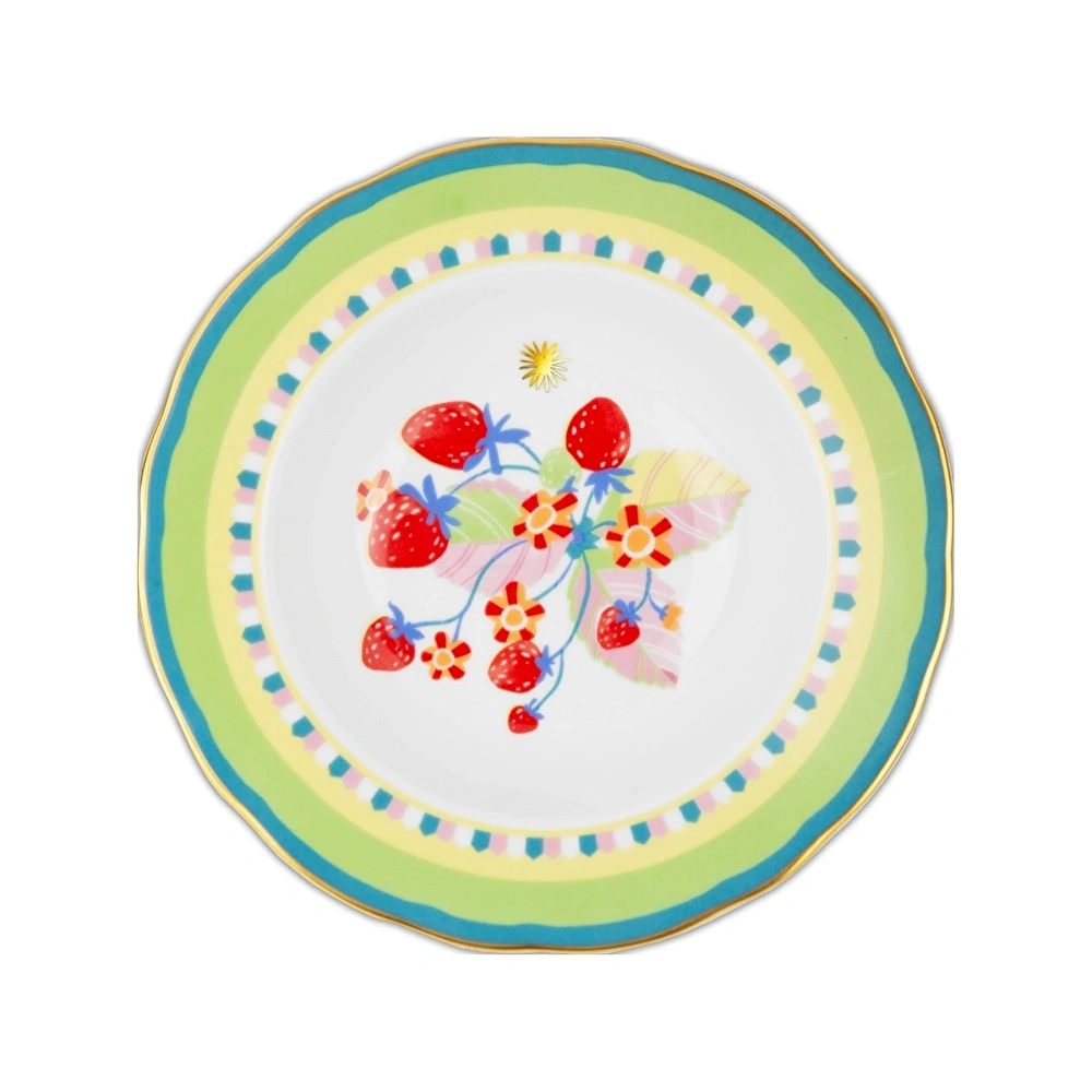 Baci Milano Mamma Mia Çilek Desenli Tabak 22 cm görseli 1