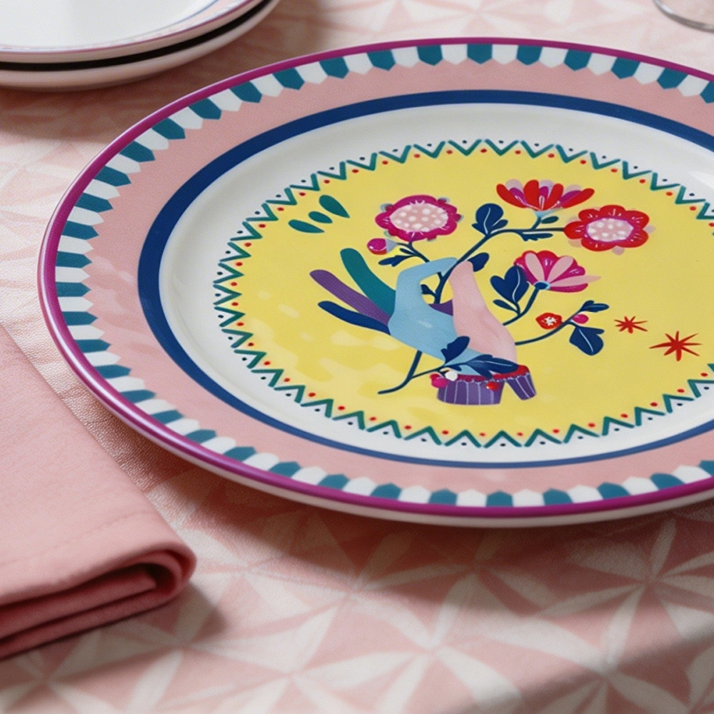 Baci Milano Mamma Mia 6'lı El Desenli Servis Tabağı Seti 28 cm görseli 3