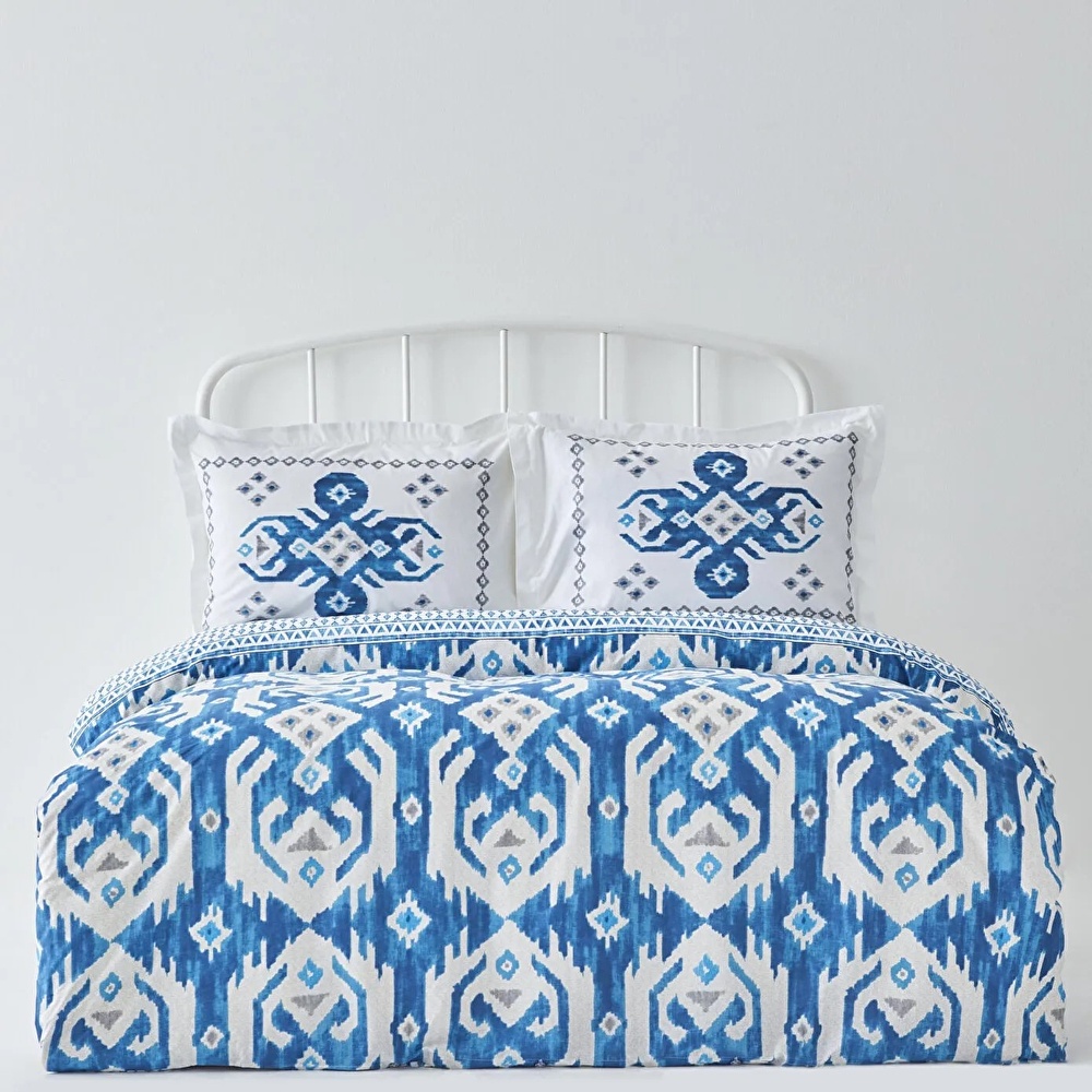 Karaca Home Neos %100 Pamuk King Size Nevresim Takımı Mavi görseli 5