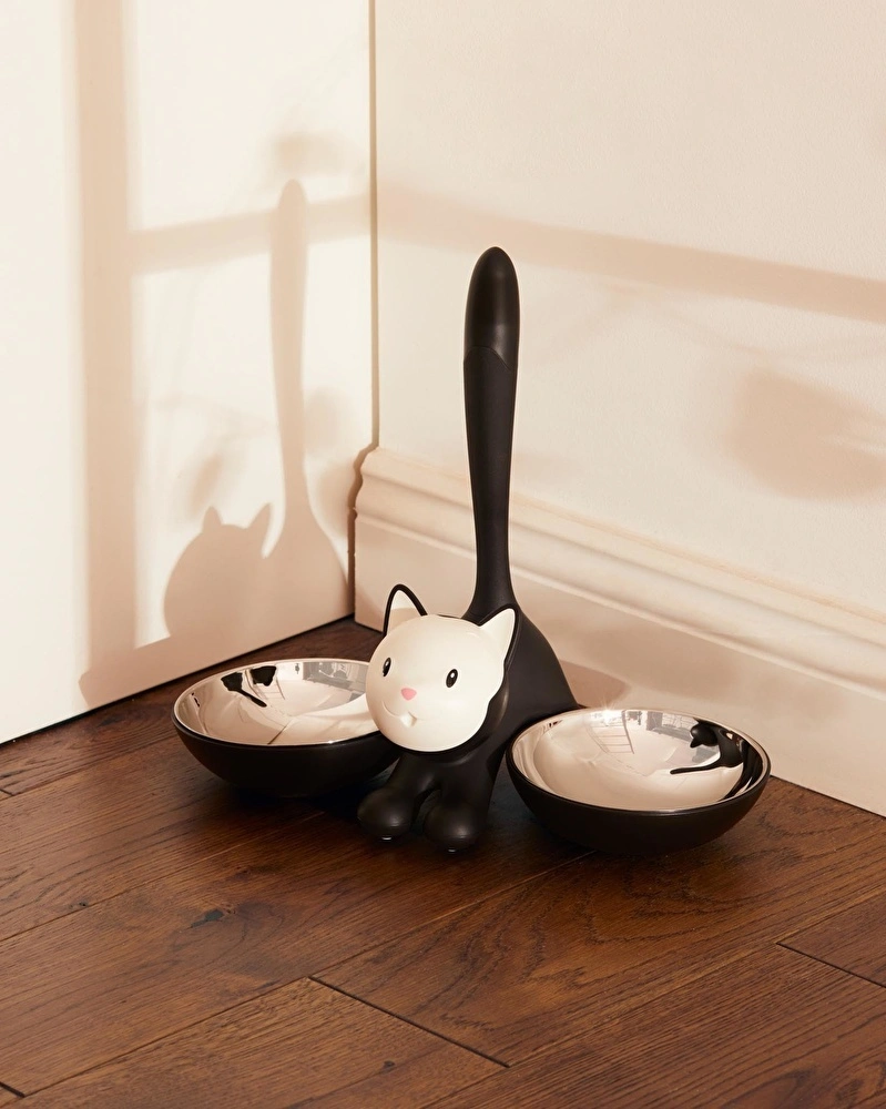 Alessi Tigrito Gri Kedi Mama Kabı 32x16x28 Cm Sh görseli 2