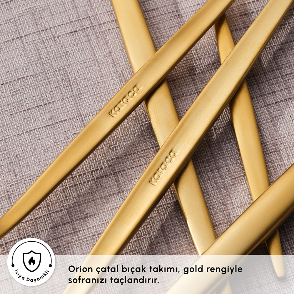 Karaca Orion 30 Parça 6 Kişilik Çatal Kaşık Bıçak Takımı Matte Gold görseli 5