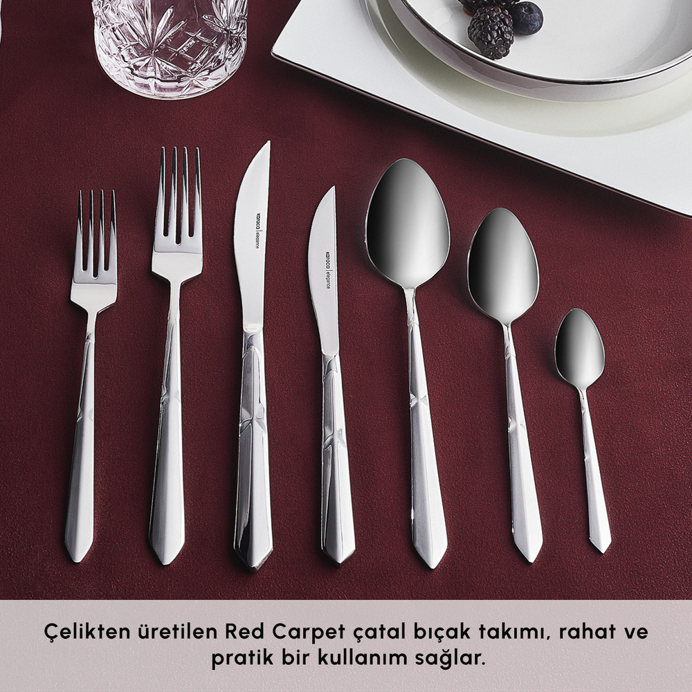 Karaca Red Carpet Collection Elegance New Diamond Platin 12 Kişilik 84 Parça Çatal Kaşık Bıçak Takımı görseli 3