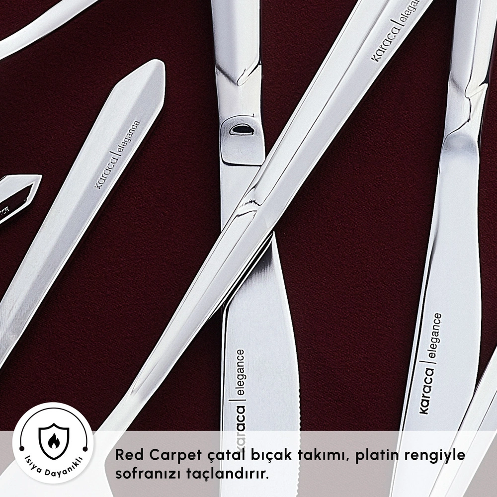 Karaca Red Carpet Collection Elegance New Diamond Platin 12 Kişilik 84 Parça Çatal Kaşık Bıçak Takımı görseli 5