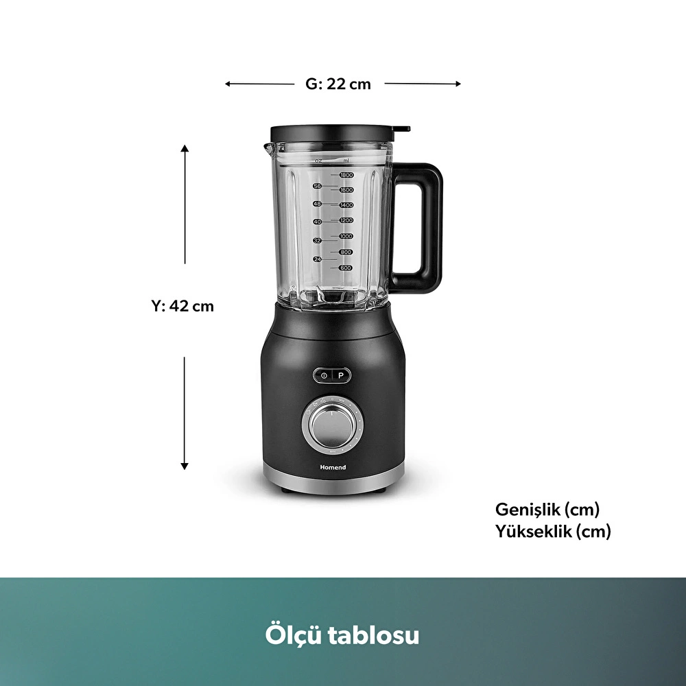 Homend Artfood 4925h Profesyonel Blender Siyah 1200W görseli 2