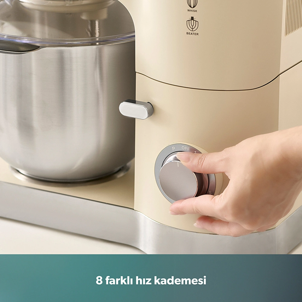 Homend Artfood 3025h Hamur Yoğurma Makinesi Krem 1200W 5,5L görseli 2