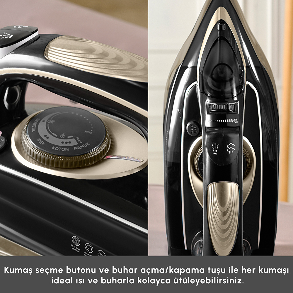Karaca Vantuz Ultrasteam Buharlı Ütü Black Gold thumbnail 8