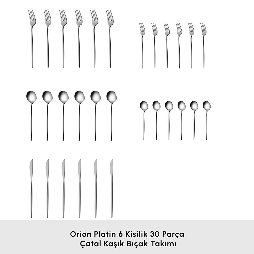 Karaca Orion Platin 6 Kişilik 30 Parça Çatal Kaşık Bıçak Takımı thumbnail 3