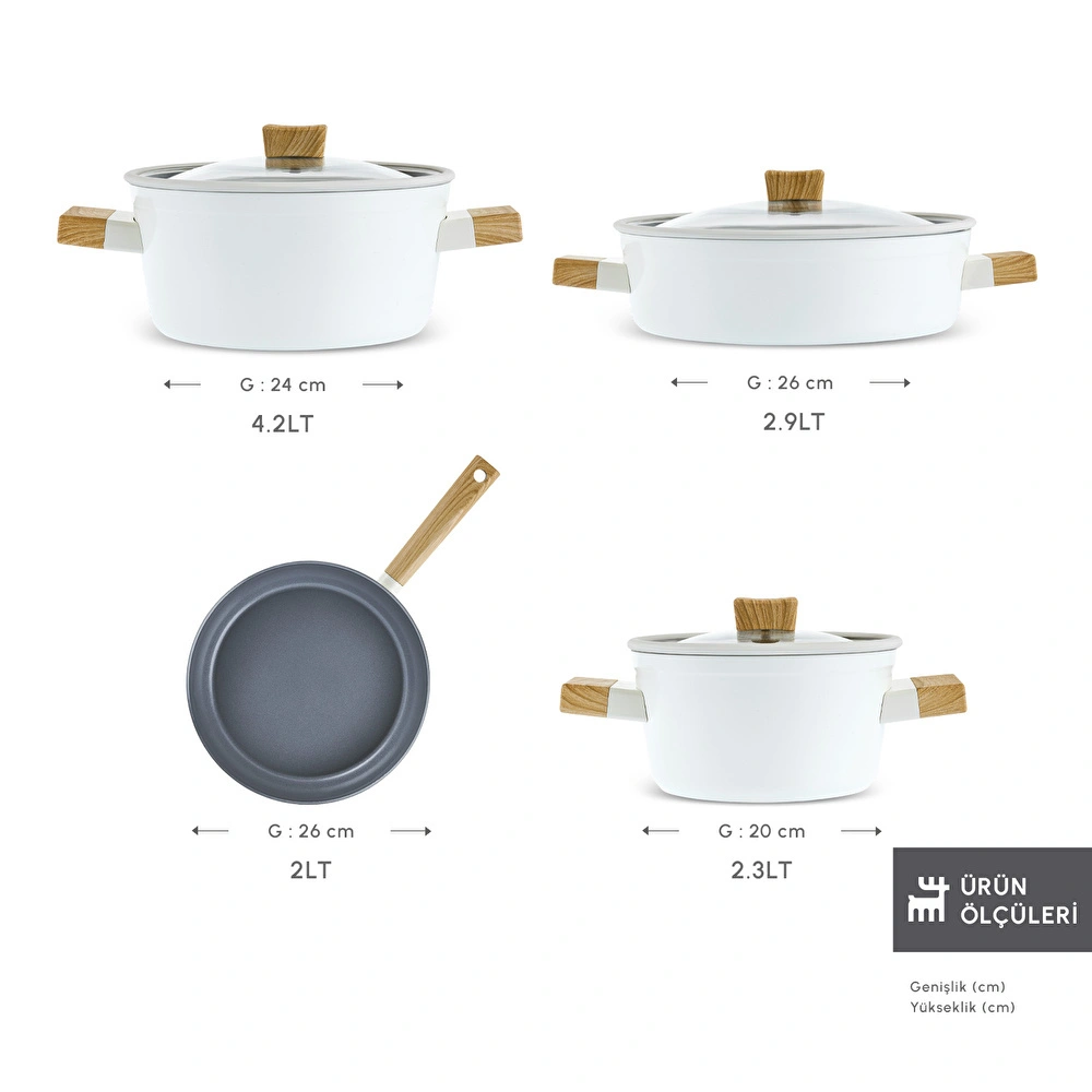 Karaca x Refika Swiss Crystal Creamy Wood 7 Parça Tencere Seti görseli 2