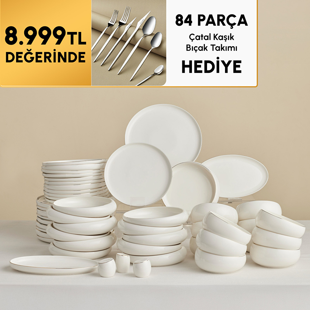 Karaca Stream Bone Astro 53 Parça 12 Kişilik Yemek Takımı Gold görseli 1