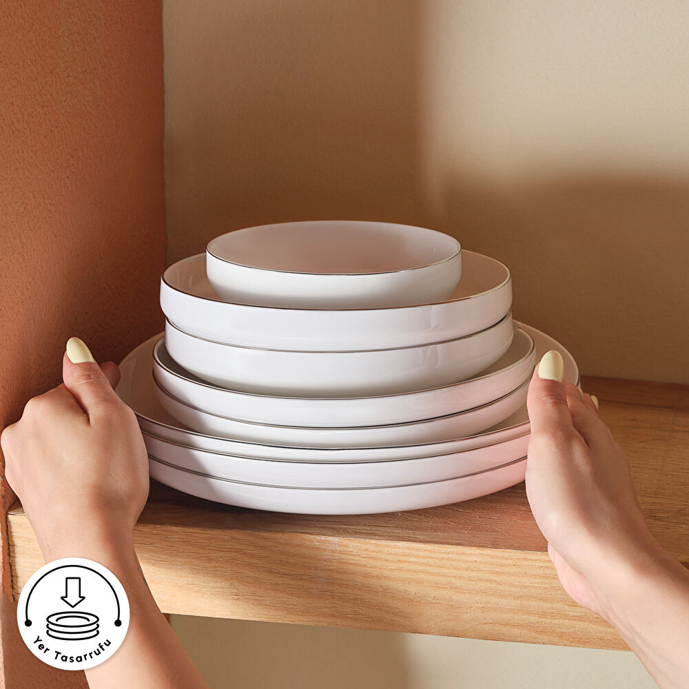 Karaca Stream Bone Saturn 53 Parça 12 Kişilik Yemek Takımı Platin thumbnail 8