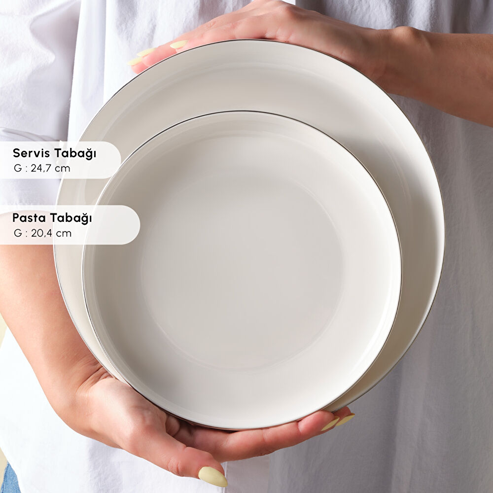 Karaca Stream Bone Saturn 53 Parça 12 Kişilik Yemek Takımı Platin thumbnail 7