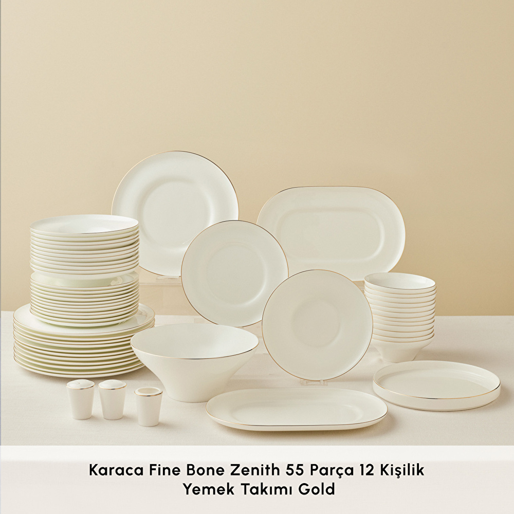Karaca Fine Bone Zenith 55 Parça 12 Kişilik Yemek Takımı Gold görseli 3