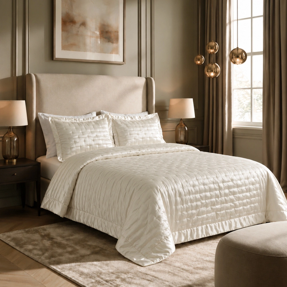 Karaca Home Glamour Çift Kişilik Yatak Örtüsü Beyaz görseli 2