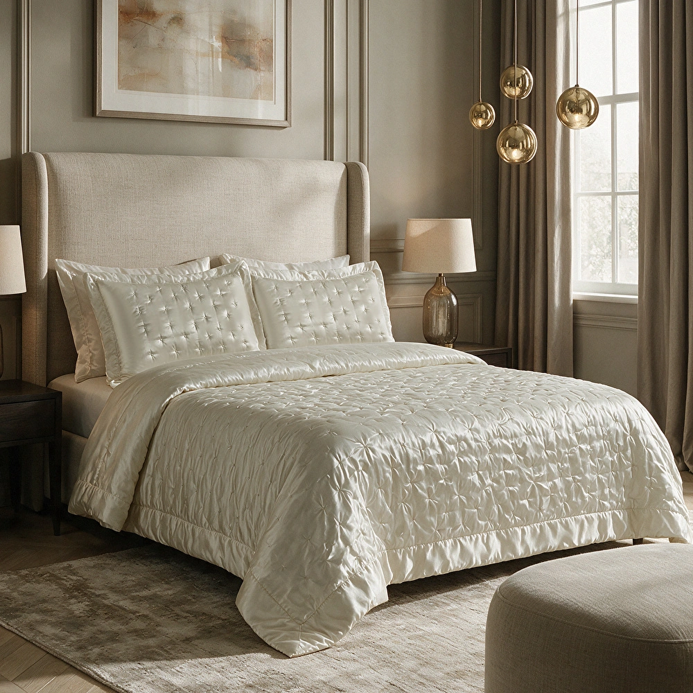 Karaca Home Glamour Çift Kişilik Yatak Örtüsü Beyaz görseli 2