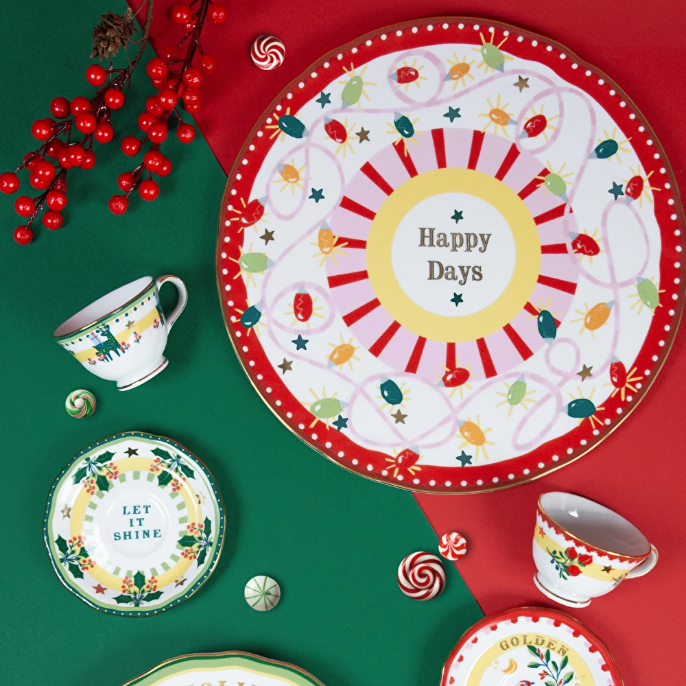 Baci Milano Mamma Mia Happy Days Yazılı Servis Tabağı 32 cm görseli 2