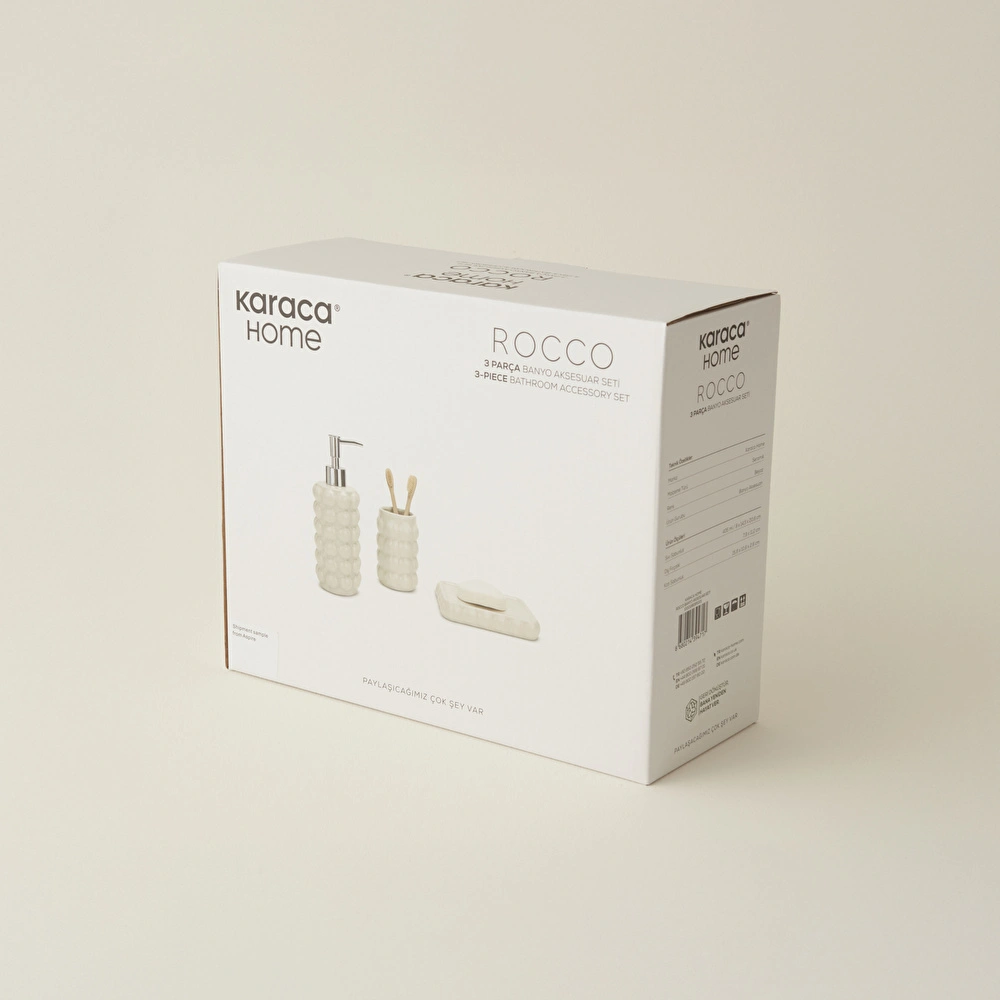 Karaca Home Rocco 3'lü Banyo Aksesuar Seti Beyaz görseli 3