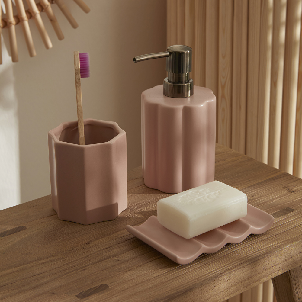 Karaca Home Ivy 3'lü Banyo Aksesuar Seti Pembe görseli 1