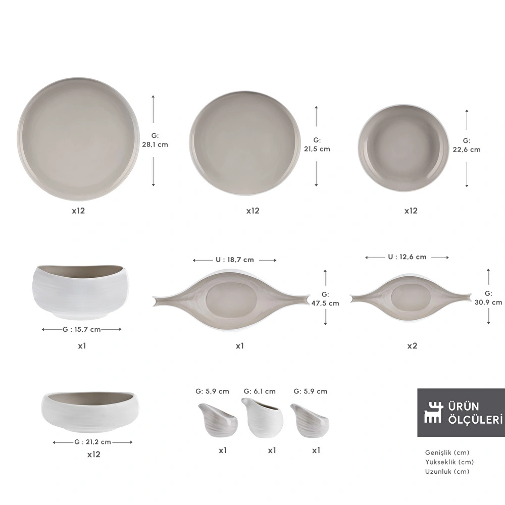 Karaca Earth Collection Clay 55 Parça 12 Kişilik Yemek Takımı Bej görseli 2