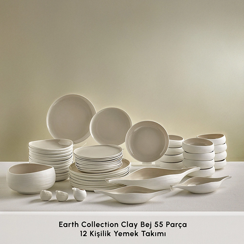 Karaca Earth Collection Clay 55 Parça 12 Kişilik Yemek Takımı Bej görseli 4