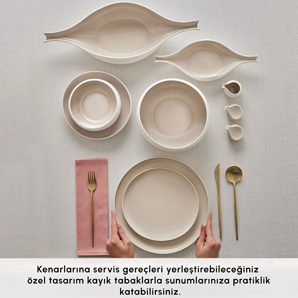 Karaca Earth Collection Clay 55 Parça 12 Kişilik Yemek Takımı Bej görseli 3