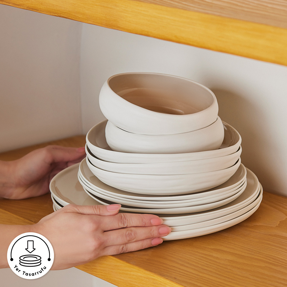 Karaca Earth Collection Clay 55 Parça 12 Kişilik Yemek Takımı Bej görseli 9