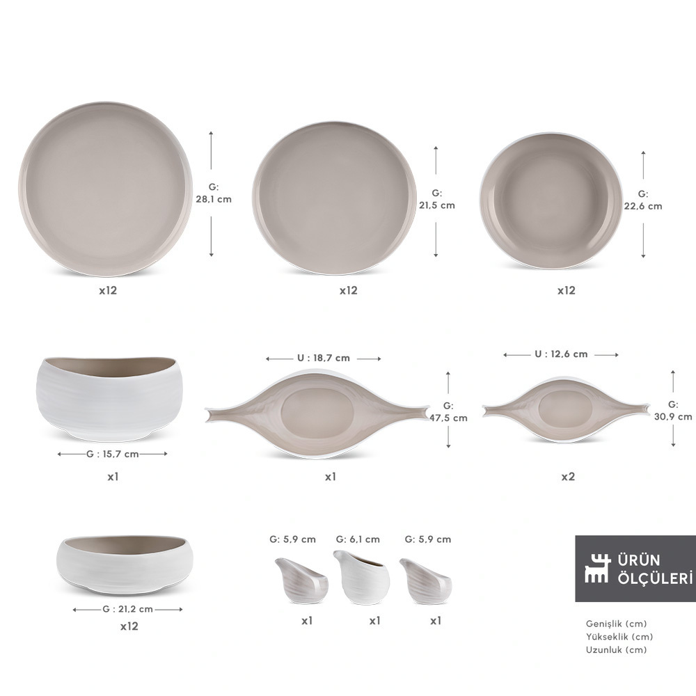 Karaca Earth Collection Clay Shiny Beige 55 Parça 12 Kişilik Yemek Takımı görseli 2