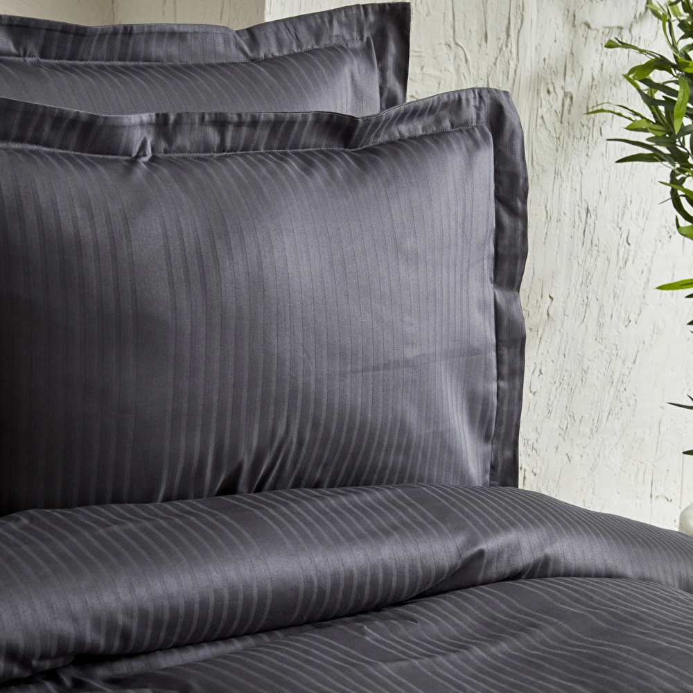 Karaca Home Uniq %100 Pamuk Saten King Size Nevresim Takımı Antrasit görseli 6