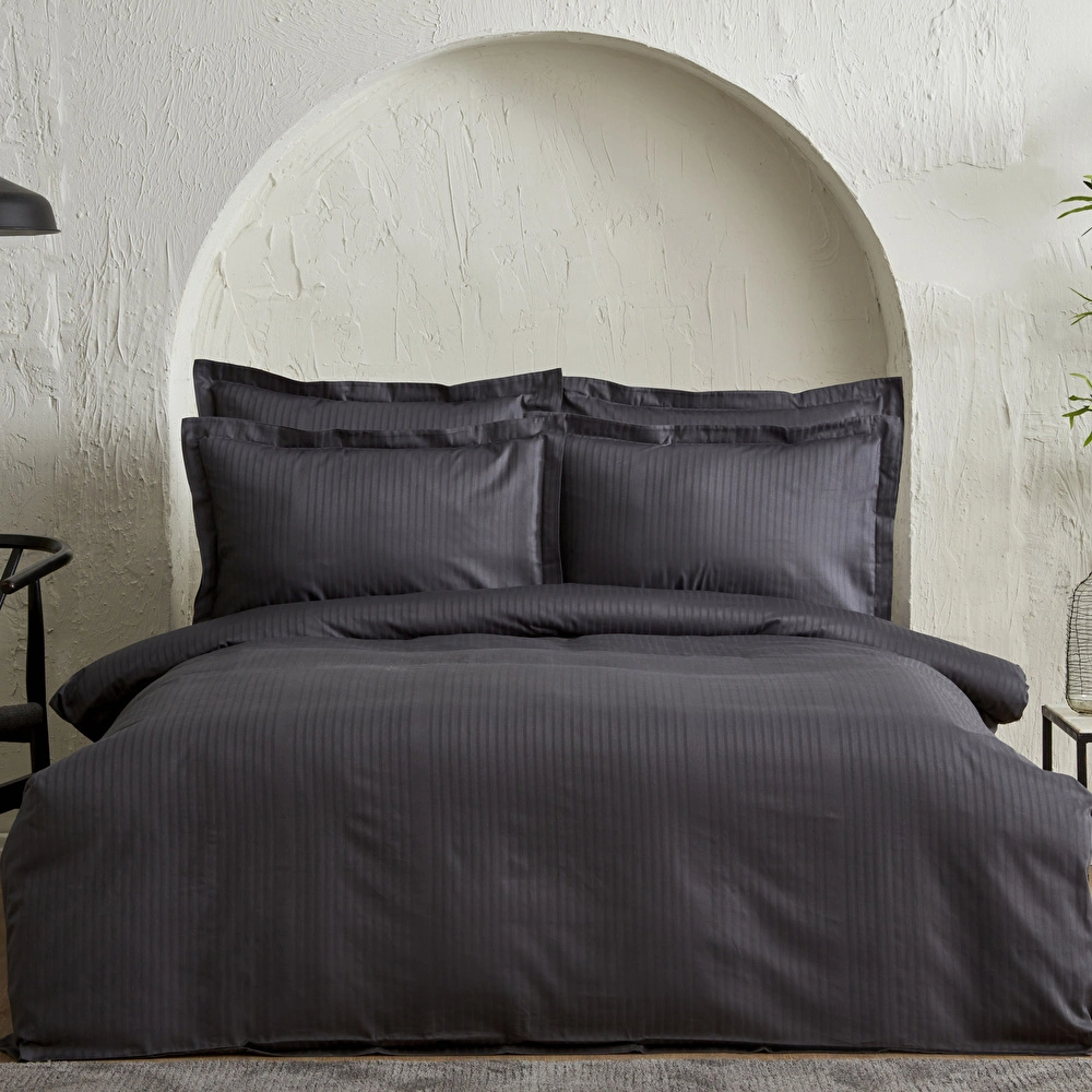 Karaca Home Uniq %100 Pamuk Saten King Size Nevresim Takımı Antrasit görseli 1