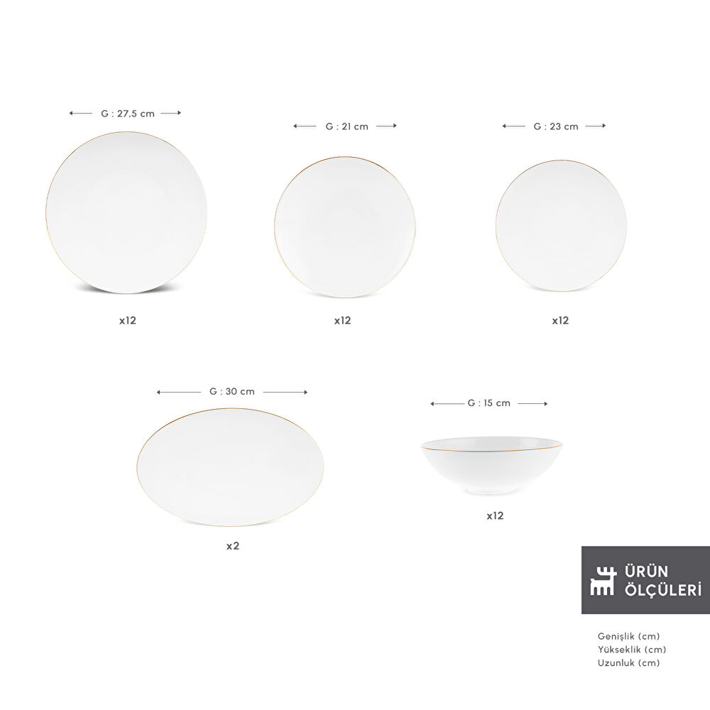 Karaca Fine Pearl Extra Chanak 55 Parça 12 Kişilik Yemek Takımı Gold thumbnail 2