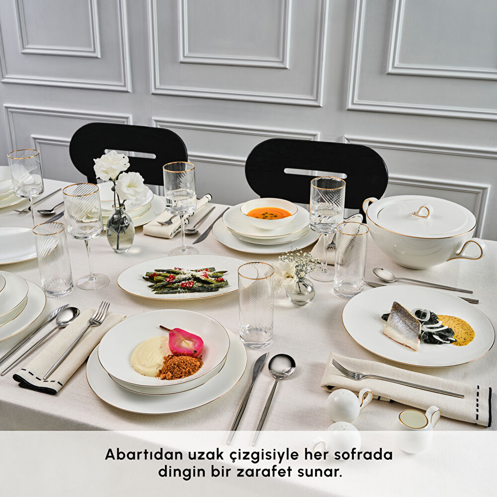 Karaca Fine Pearl Extra Chanak 55 Parça 12 Kişilik Yemek Takımı Gold thumbnail 4