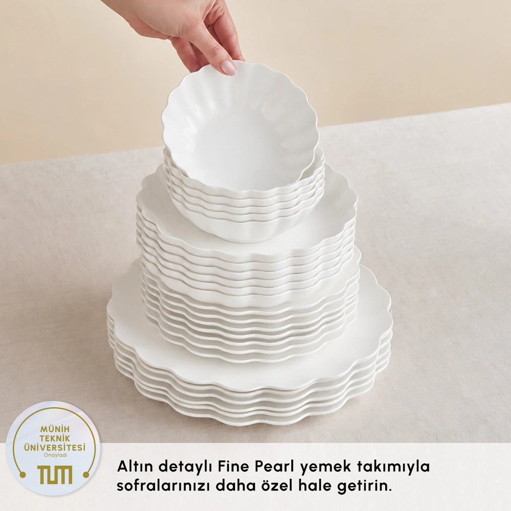 Karaca Fine Pearl Extra Shell White 55 Parça 12 Kişilik Yemek Takımı görseli 4