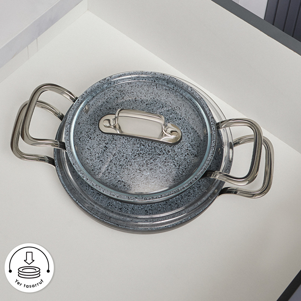 Karaca Biogranit Power-Inox Monet 4 Parça Sahan Set Siyah görseli 7