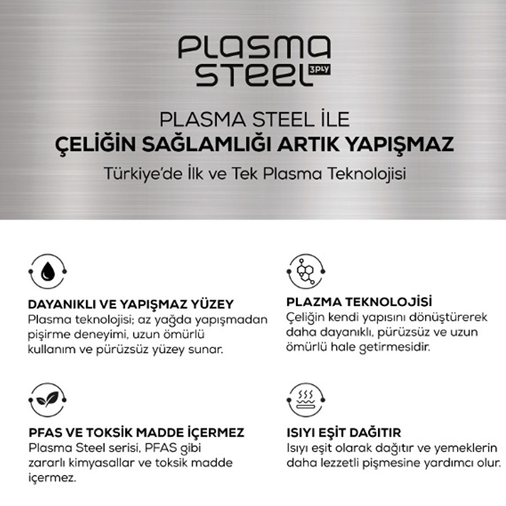 Karaca Plasma Steel 316+ 3Ply Tava 20 cm thumbnail 11