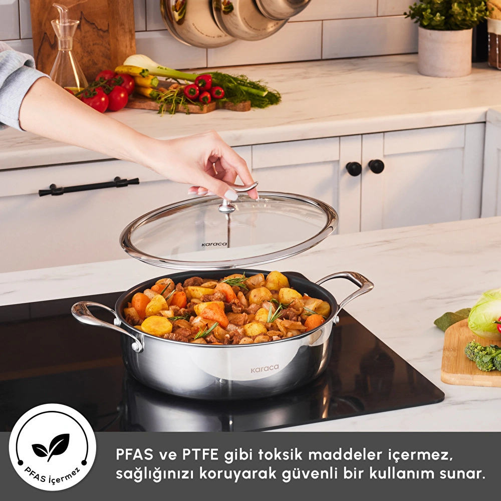 Karaca Plasma Steel 316+ 3Ply Karnıyarık Tencere 26 cm görseli 6