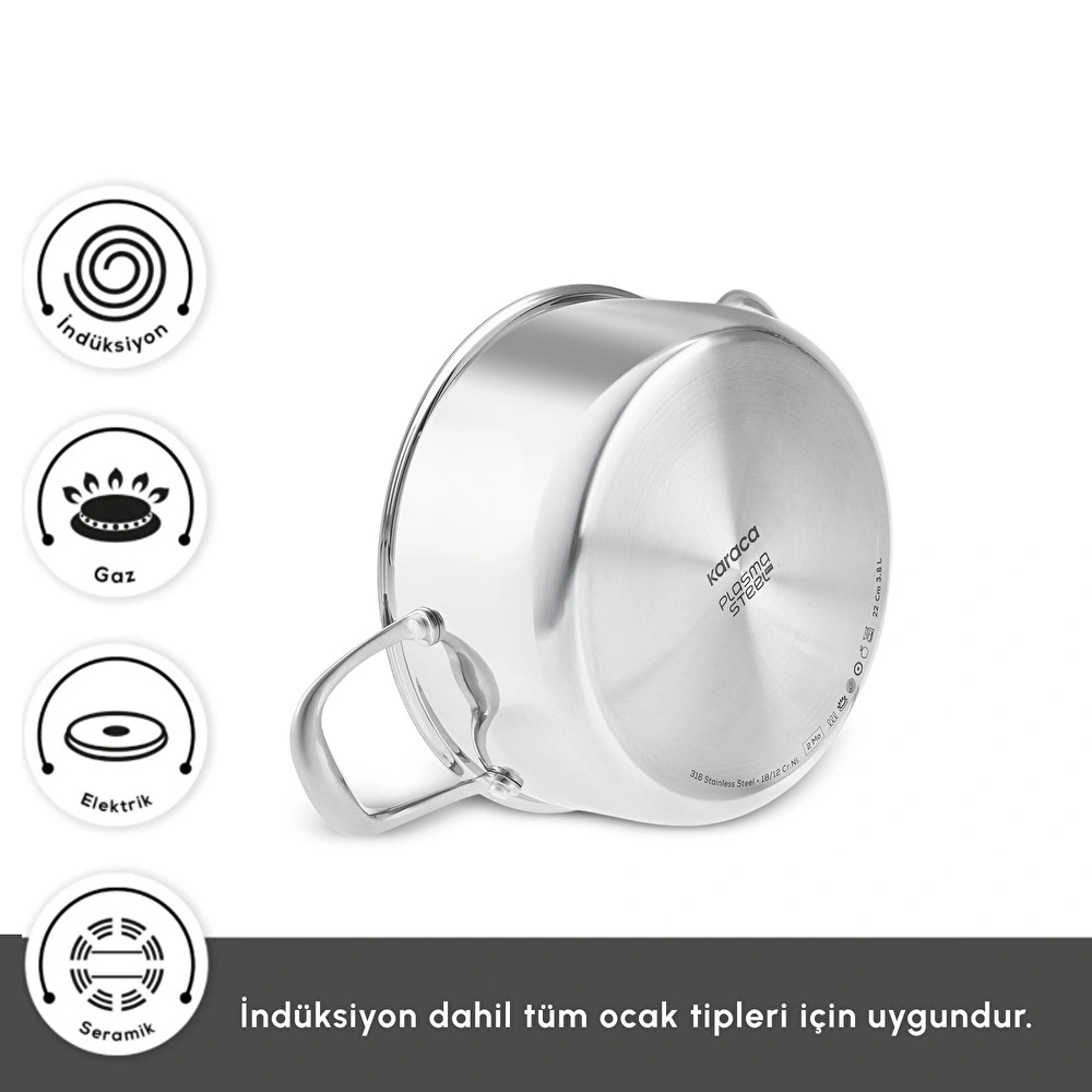 Karaca Plasma Steel 316+ 3Ply Karnıyarık Tencere 26 cm görseli 7