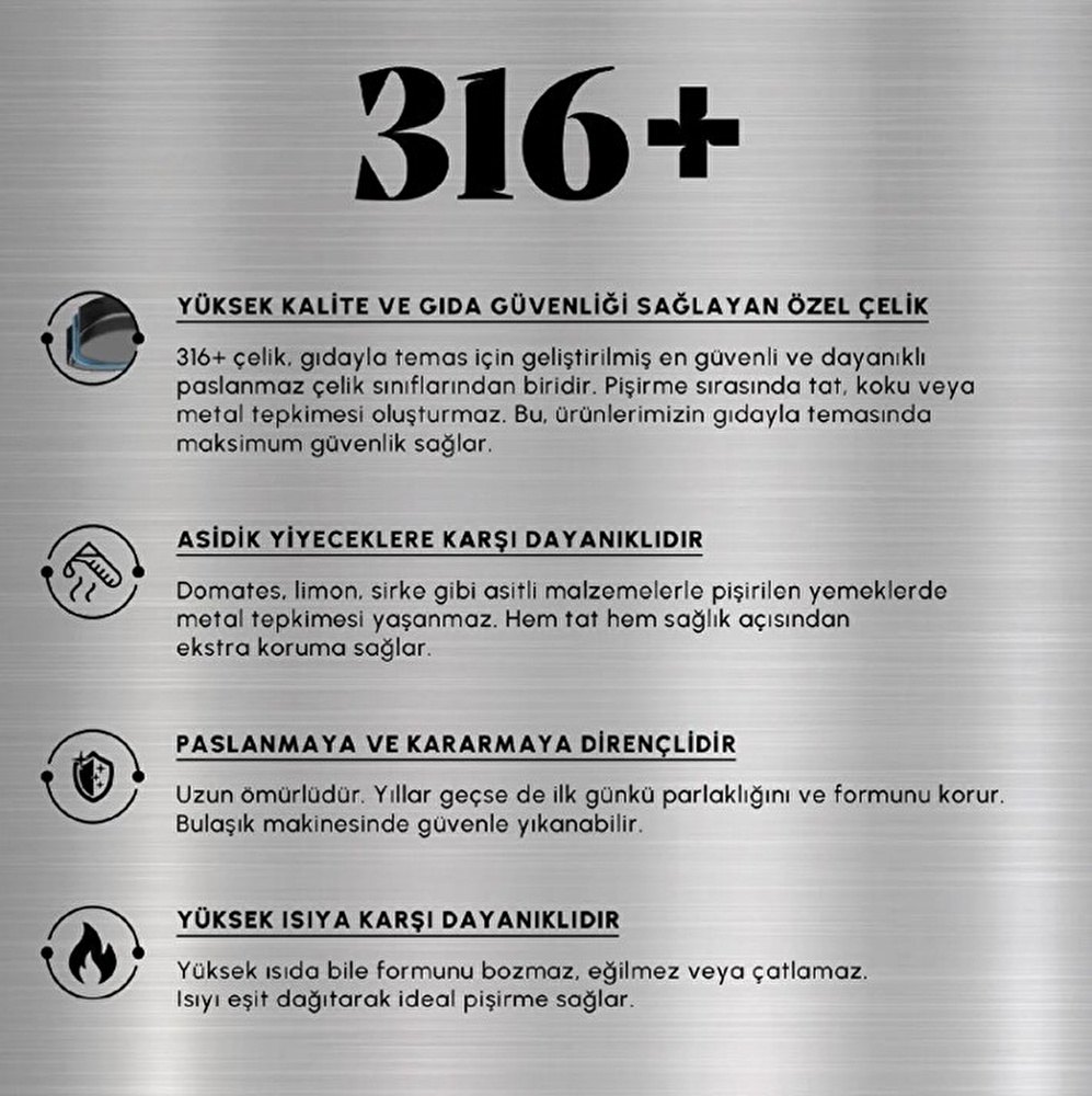 Karaca Plasma Steel 316+ 3Ply Karnıyarık Tencere 28 cm thumbnail 12