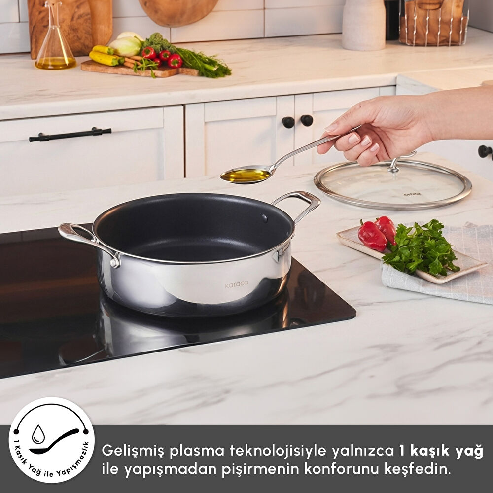 Karaca Plasma Steel 316+ 3Ply Karnıyarık Tencere 30 cm thumbnail 3