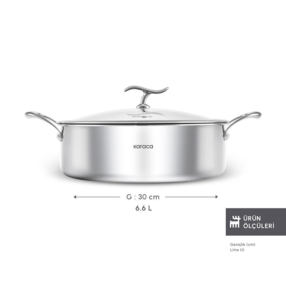 Karaca Plasma Steel 316+ 3Ply Karnıyarık Tencere 30 cm thumbnail 2