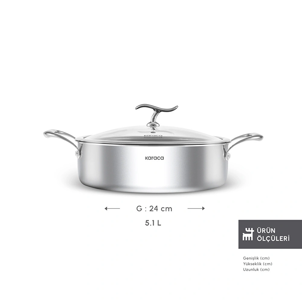 Karaca Plasma Steel 316+ 3Ply Tencere 24 cm görseli 2