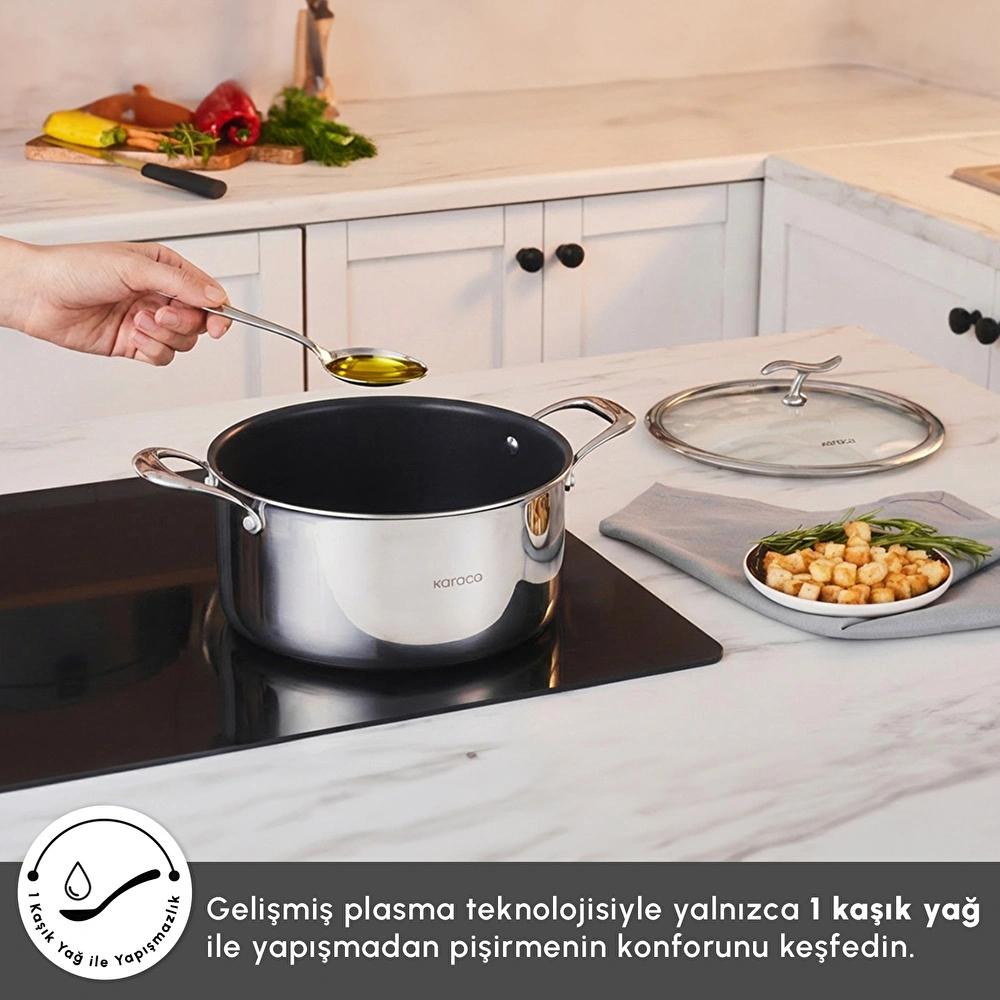 Karaca Plasma Steel 316+ 3Ply Tencere 24 cm görseli 3
