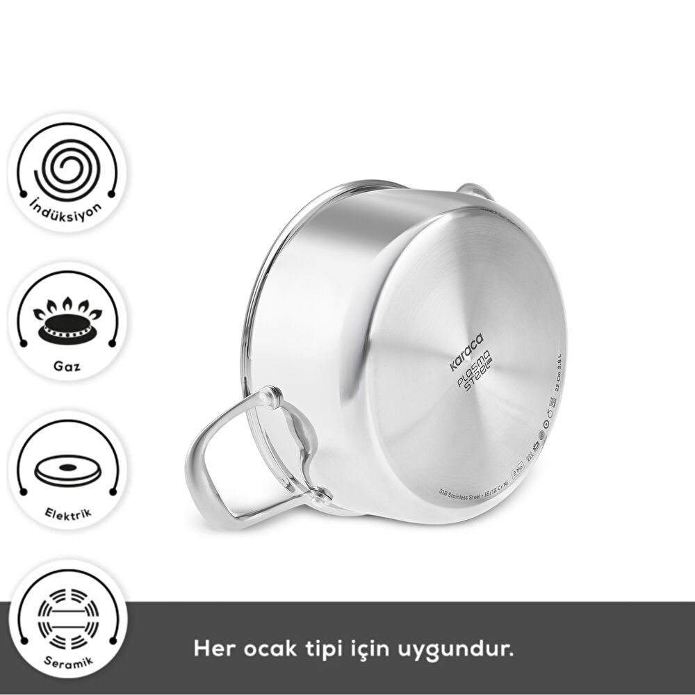 Karaca Plasma Steel 316+ 3Ply 7 Parça Tencere ve Tava Seti thumbnail 11